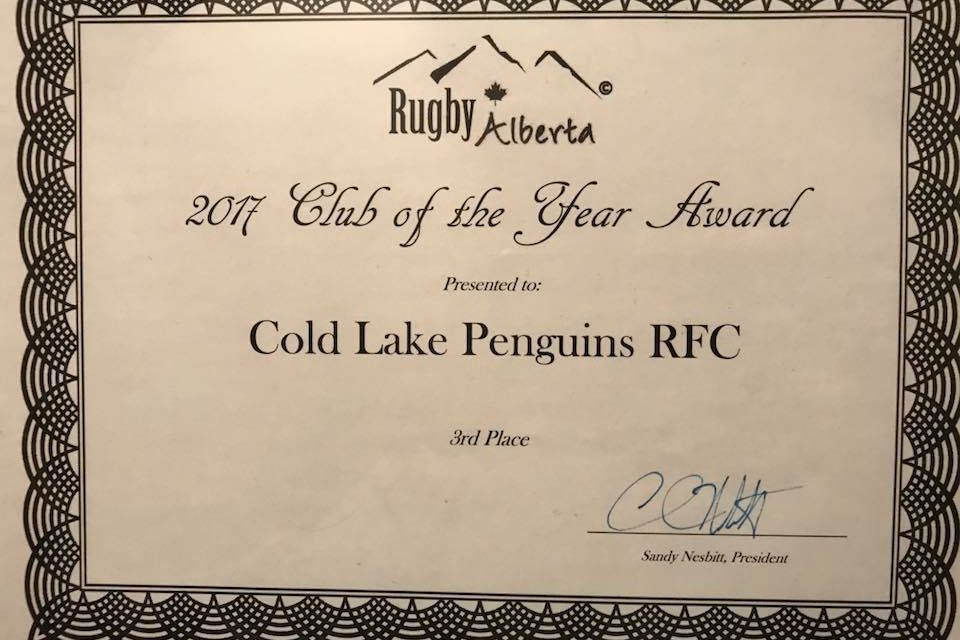 Awarded CLUB of the YEAR by Rugby Alberta